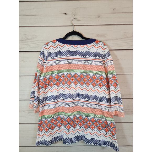 Extra Shenanigans Women's Multicolor Geometric V-Neck 3/4 Sleeve Blouse Size 1X - Picture 2 of 5